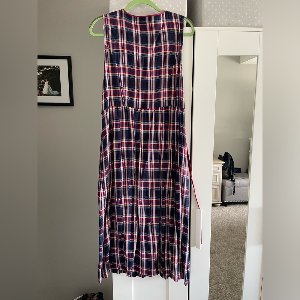 April Cornell Darling Plaid Sleeveless Dress with Belt and Buttons - Picture 7 of 9